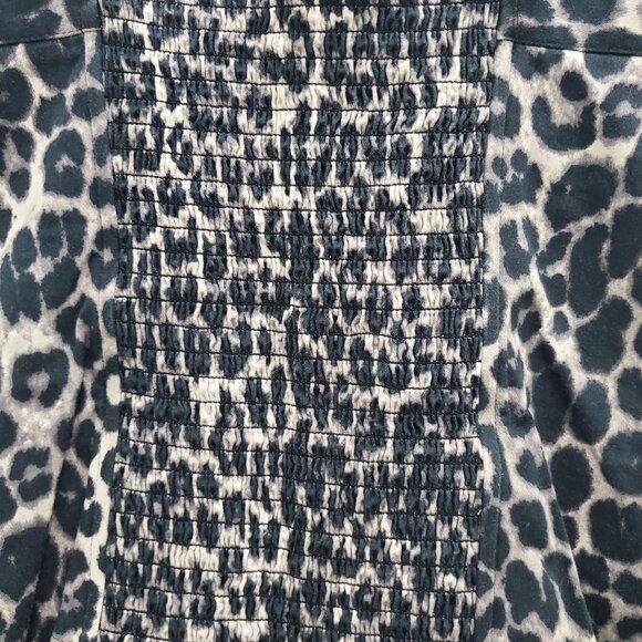 Express Women's Y2K Gray Leopard Smocked Back Hook & Eye Bustier Corset Top Sz S - Picture 7 of 8